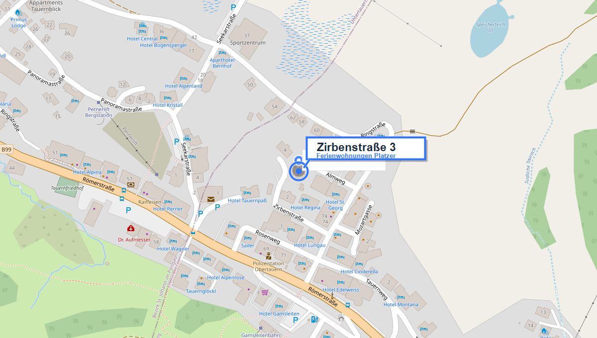 Lageplan Zirbenstraße 3, Obertauern