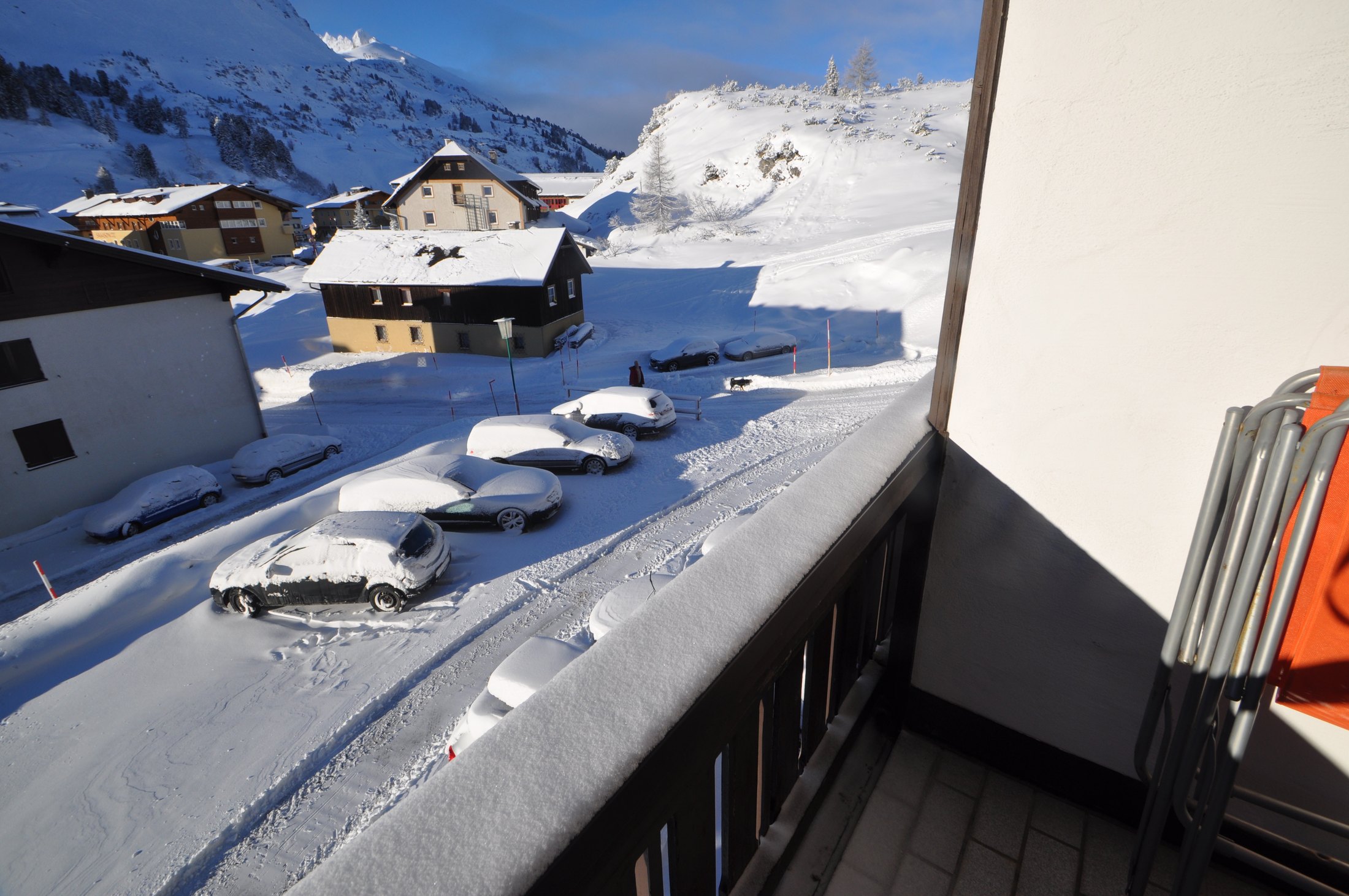 Winterblick vom Balkon auf Obertauern